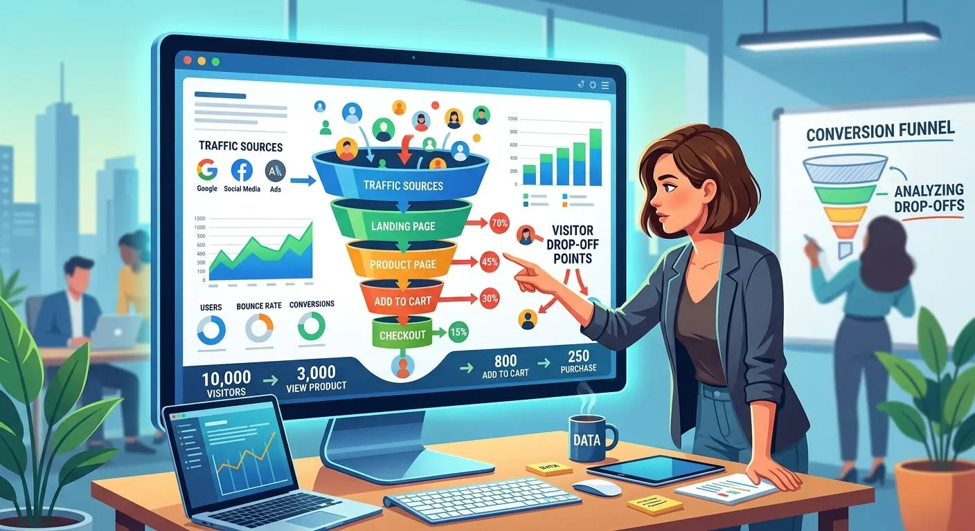 What is a conversion funnel? Finding where visitors drop off